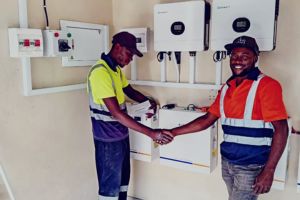 SolAir Systems technician installing residential rooftop solar panels in South Africa for clean, reliable energy