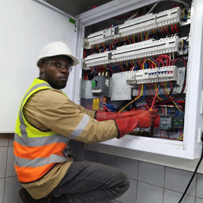 Certified SOLAIR Electrical Engineering contractor performing compliant 3-phase DB board revamp in Krugersdorp/SA.